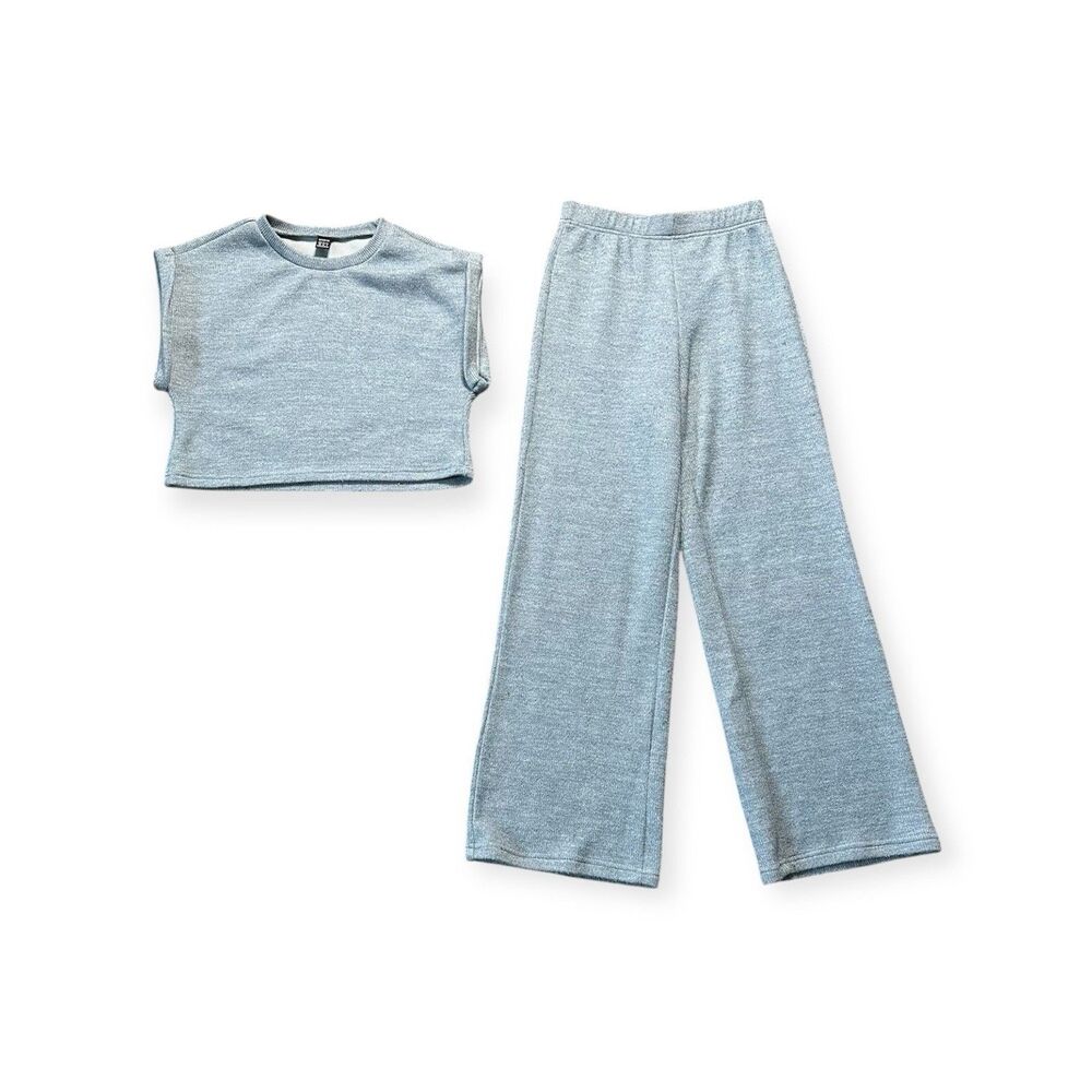 Women's 2 Piece Set Loungewear Top & Pants Size XS Cozy Knit in Pale Blue
